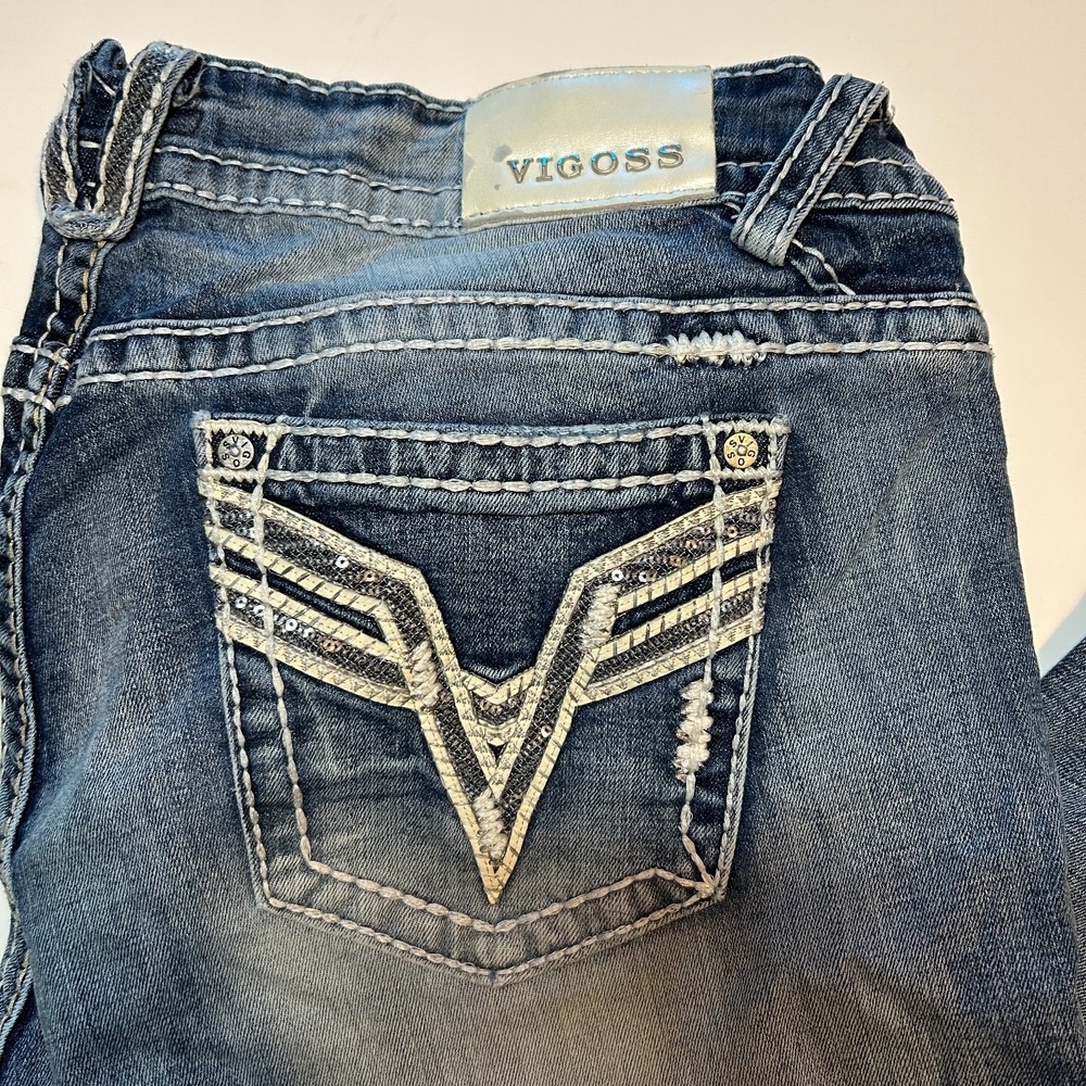 Vigoss Women's Capri Jeans With Thick Stitching And Embellished Pockets, 20W